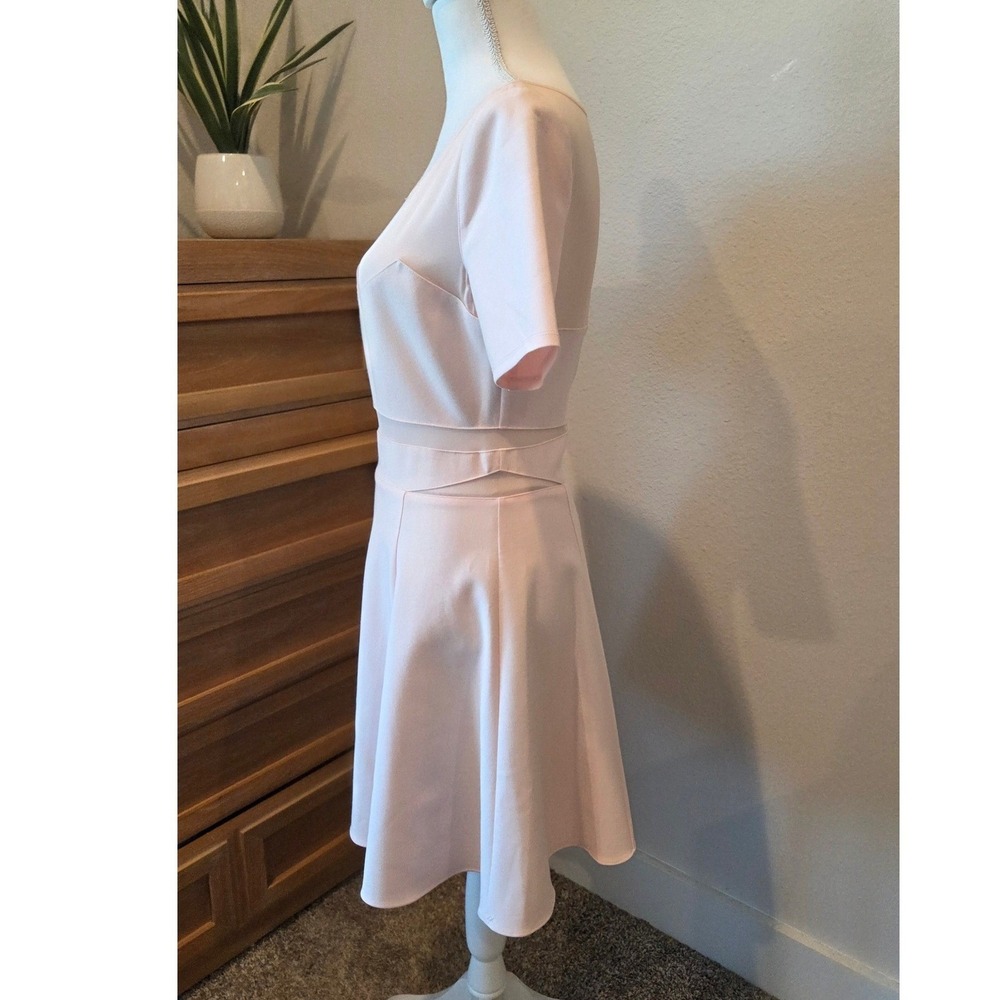 NWT Elizabeth and James Mesh Cutout Fit & Flare Dress Short Sleeve Pink Pastel 8 - Picture 10 of 10